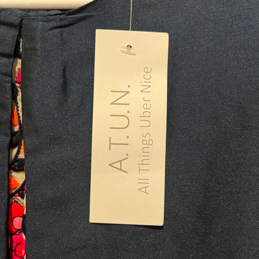 A.T.U.N. Girls Navy Blue Floral Embroidered Sleeveless Party Dress Size 13-14Y